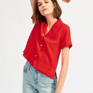 everlane linen red shirt